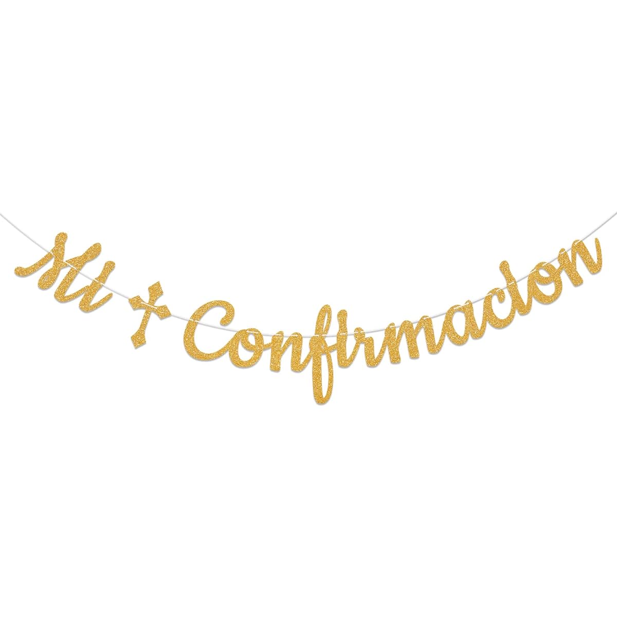 Mi Confirmación Banner Gold Glitter, Mi Confirmación Decoration, Christening Decoration, Confirmation Party Decoration Gold Glitter