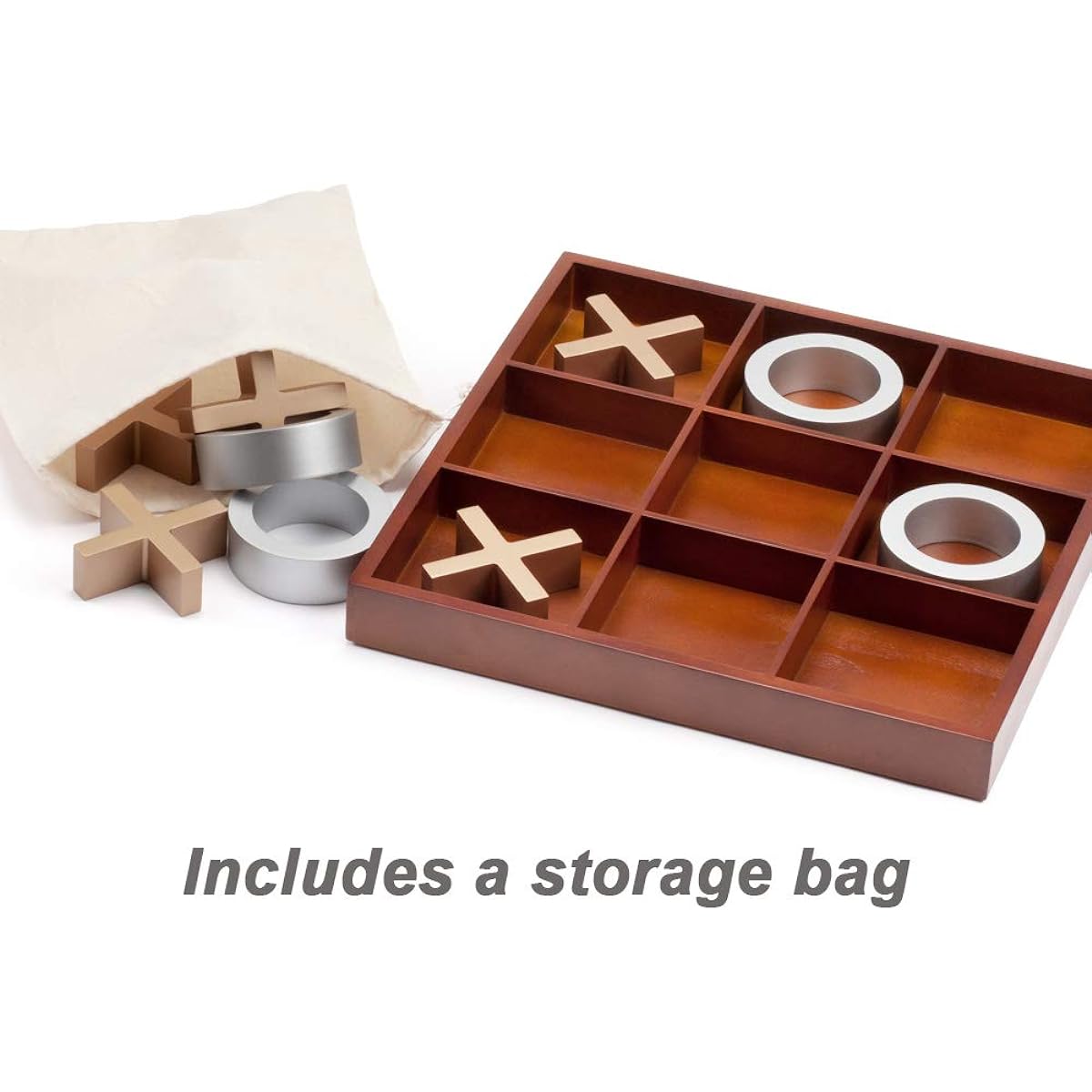 GSE 14" Giant Wooden Tic-Tac-Toe Game Set, Classic Family Travel Board Game for Kids and Adults, Perfect for Office, Living Room, Guest Room, Coffee Table Decorative Game