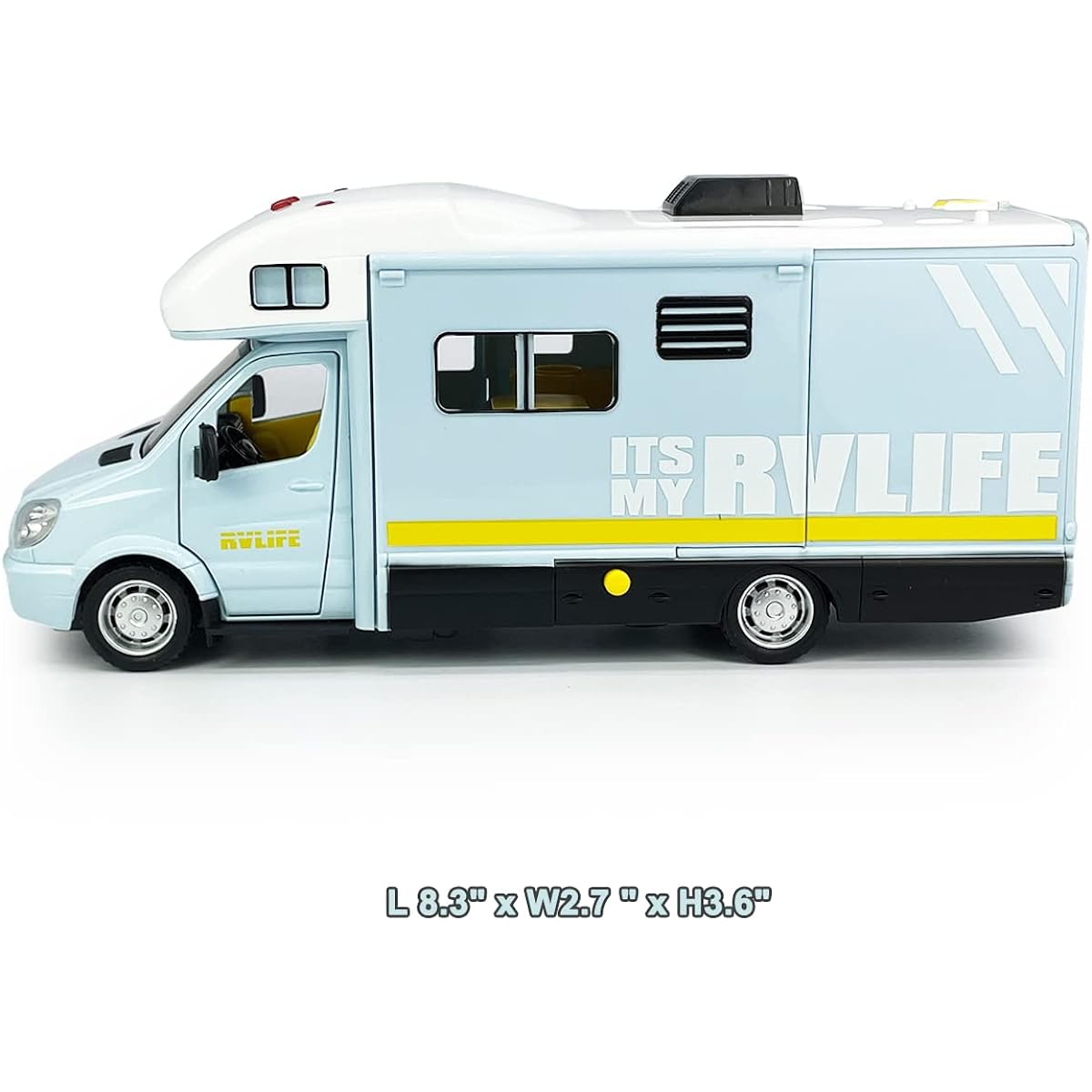 Toy Camper RV Motorhome Toy Boys Girls Diecast Metal Recreational Vehicle Pretend Play Pull Back Model Car Door & Awning Open Light Sound For Ages 3 4 5 6 Years Kids Toddler Birthday Gift Blue