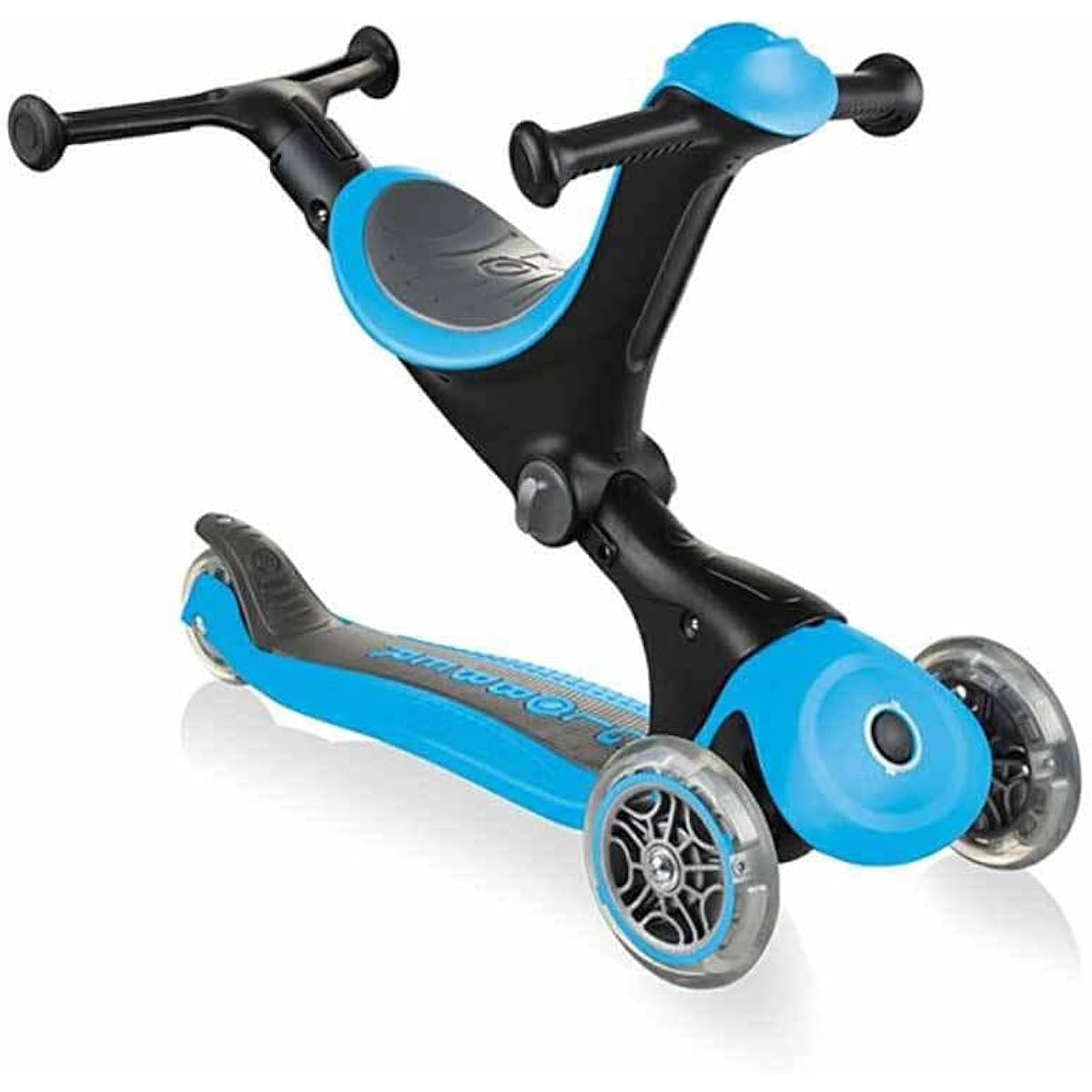 GLOBBER Kickboard, Three Wheels, for Children, Ages 1+, Height Adjustable, Outdoor Play, Exercise, Play, Kick Scooter, Go Up/Sky Blue, WLGB644101