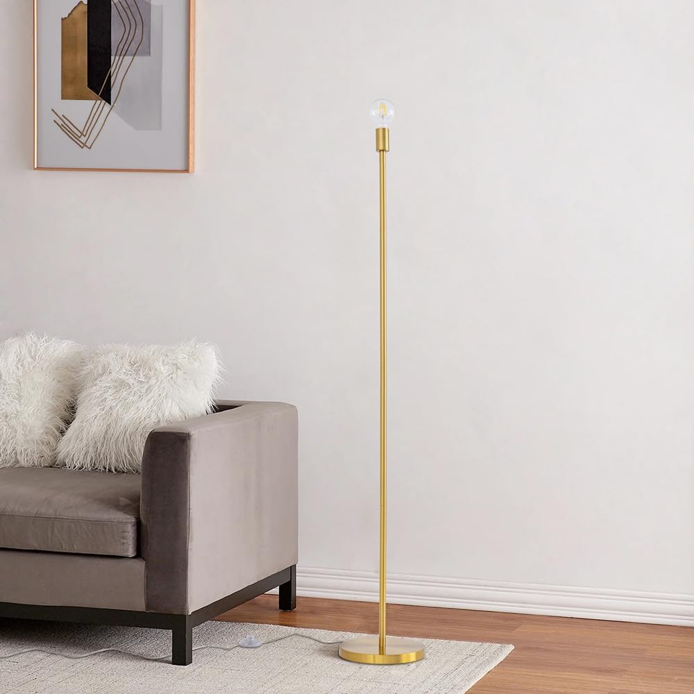 Floor light Scandinavian brass LED E26 1 light Stylish Sturdy Living alone Simple Interior Living room Bedroom Reading Floor standing Floor stand Gold FL-010-JP