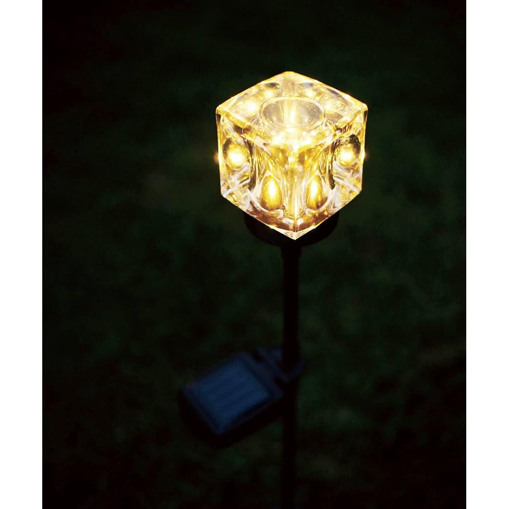 Garden Light Cube Stick Set of 2 Solar Solar Charging Outdoor LED Kisima (C739)
