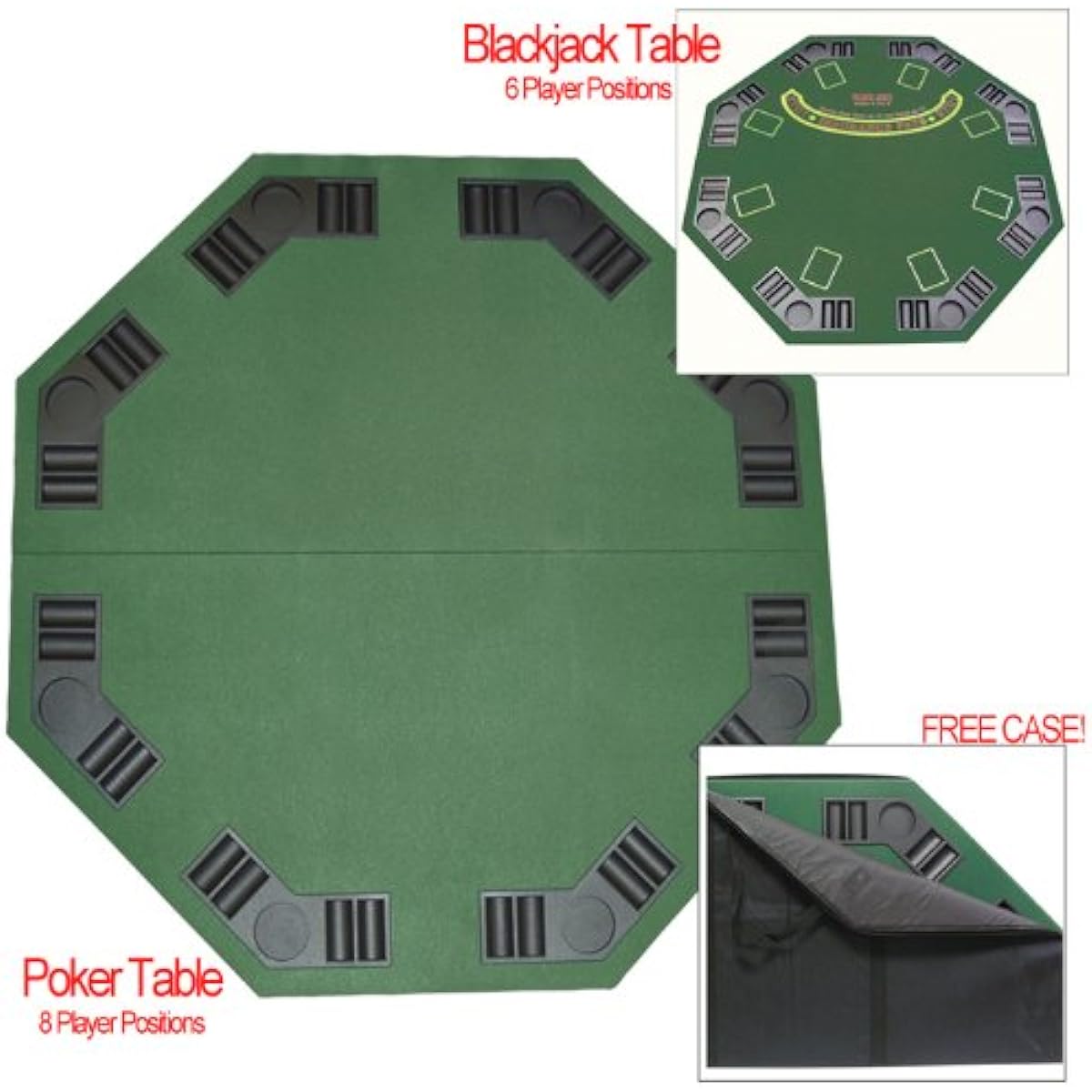 Trademark Poker Deluxe Solid Wood Poker and Blackjack Table Top with Case, Green