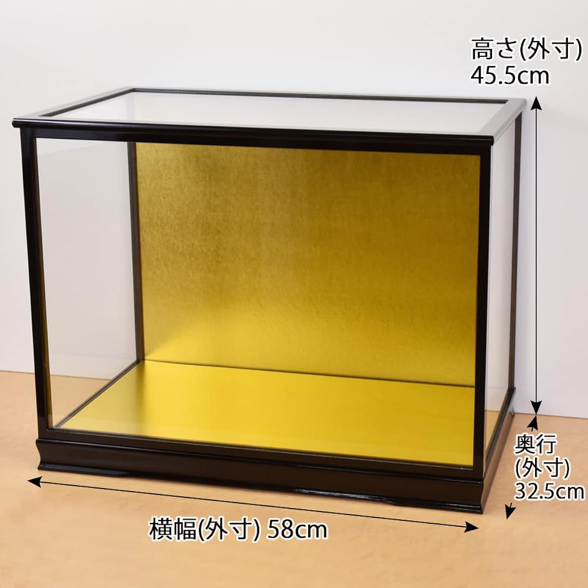 Hina doll case, doll case, glass case, May doll case, Takasago doll, width 55 depth 30 height 40cm, wood grain 15, Jinya
