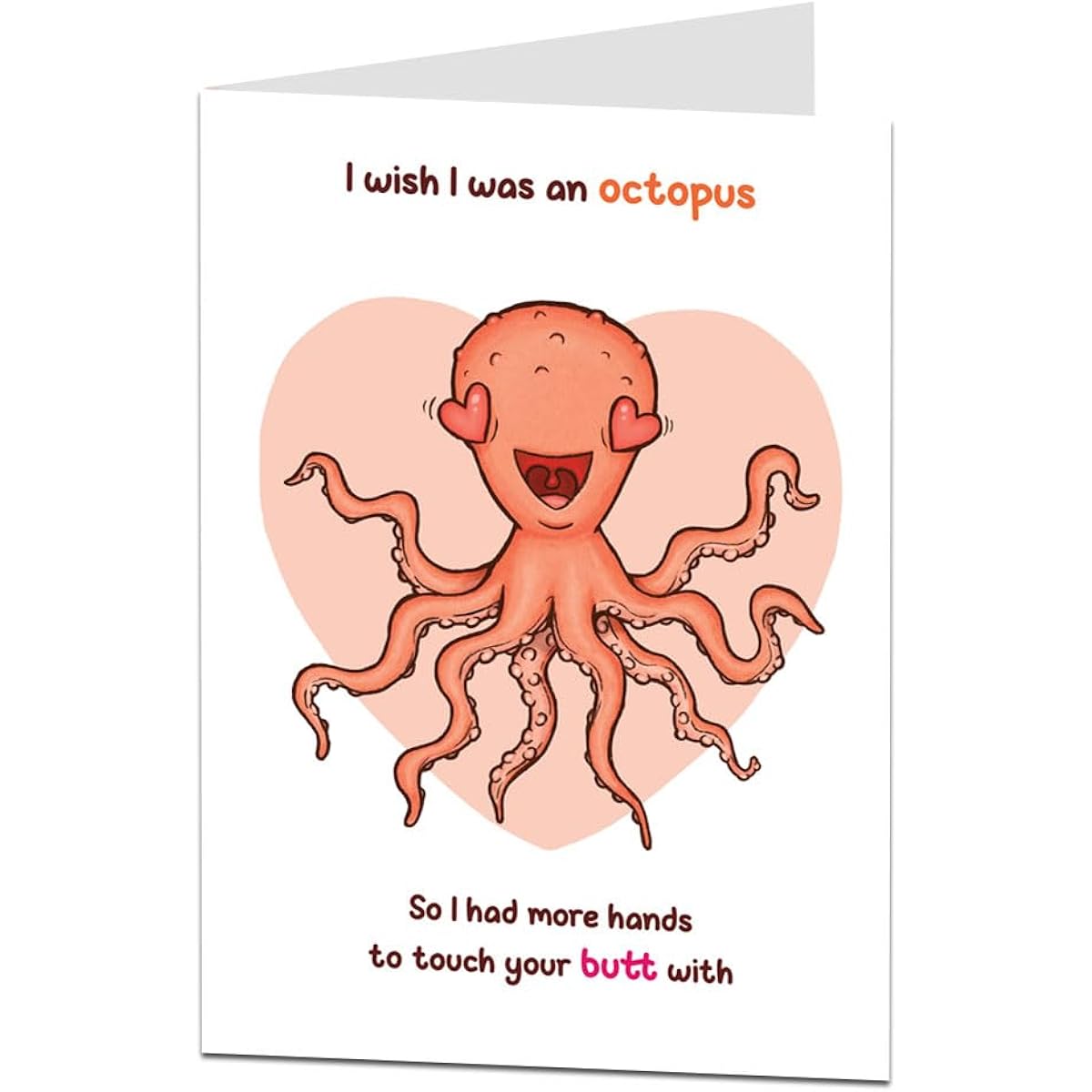 LimaLima Funny Happy Birthday Card Cute Romantic Octopus Design Perfect for Girlfriend Boyfriend Husband Wife Valentine's Day