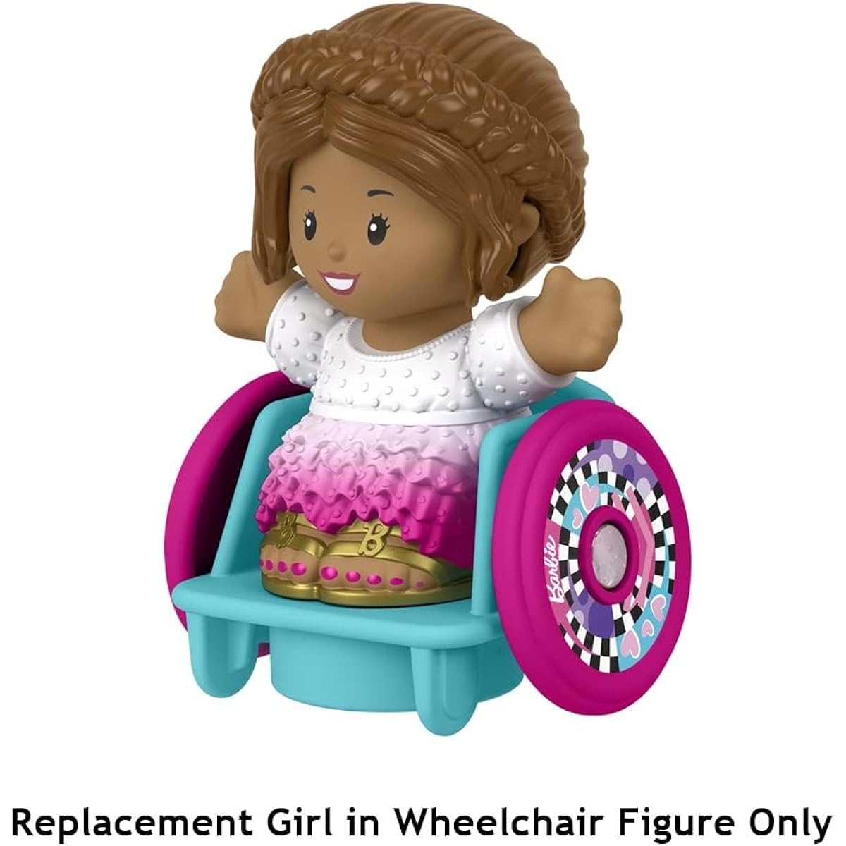 Replacement Part for Fisher-Price Little People Playset - Wheelchair Female Girl Replacement in Party Dress Inspired by Barbie You Can Be Anything