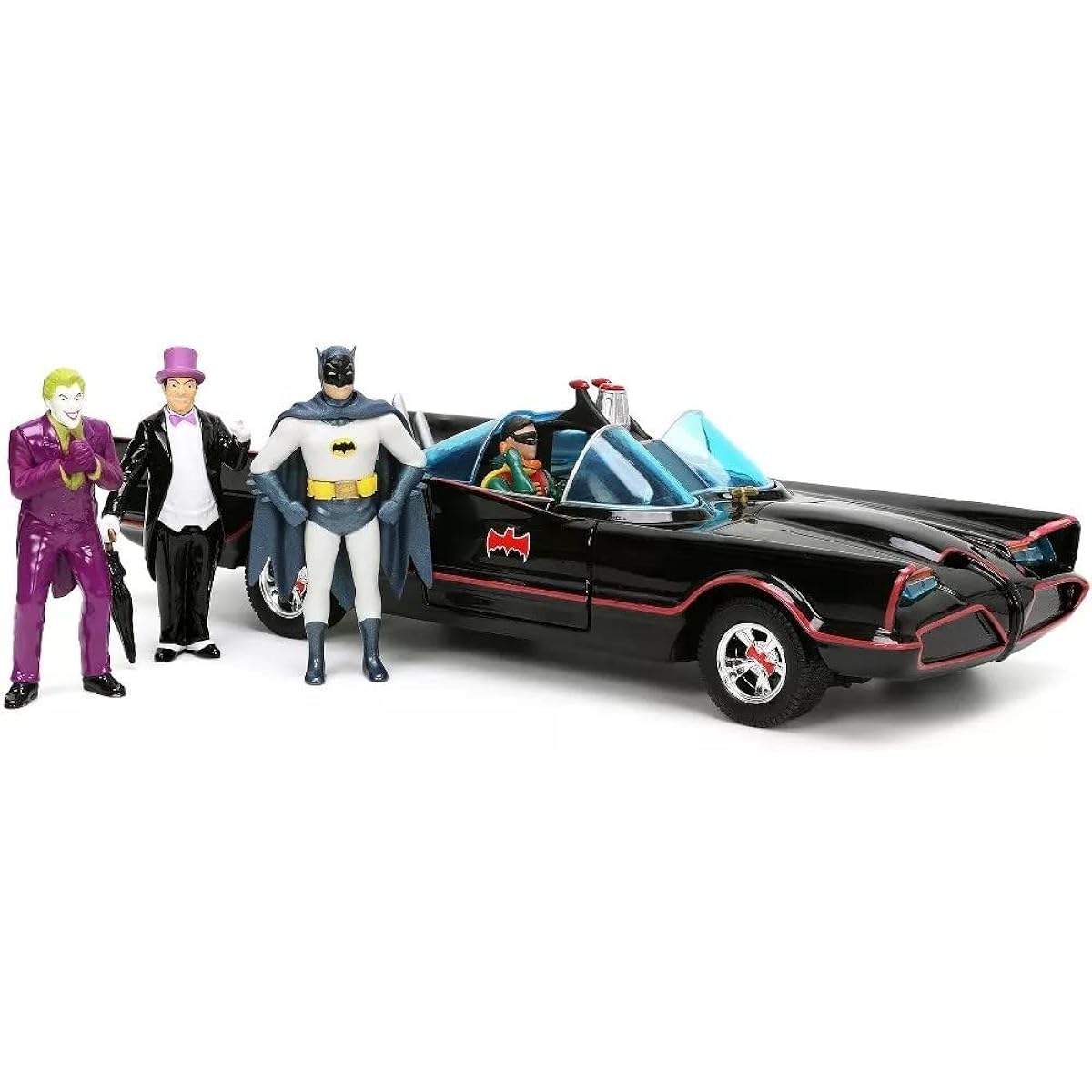 1966 Classic Car Diecast Batman Figure Batman TV Series (1966) Hollywood Rides Series 1/24 Diecast Model Car Jada 33737