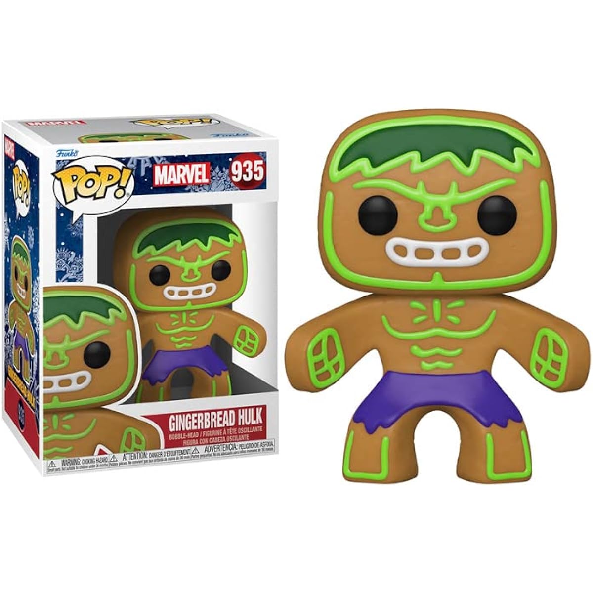 POP Marvel: Holiday - Gingerbread Hulk Funko Vinyl Figure (Includes Compatible Box Protector Case), Multicolor, 3.75"