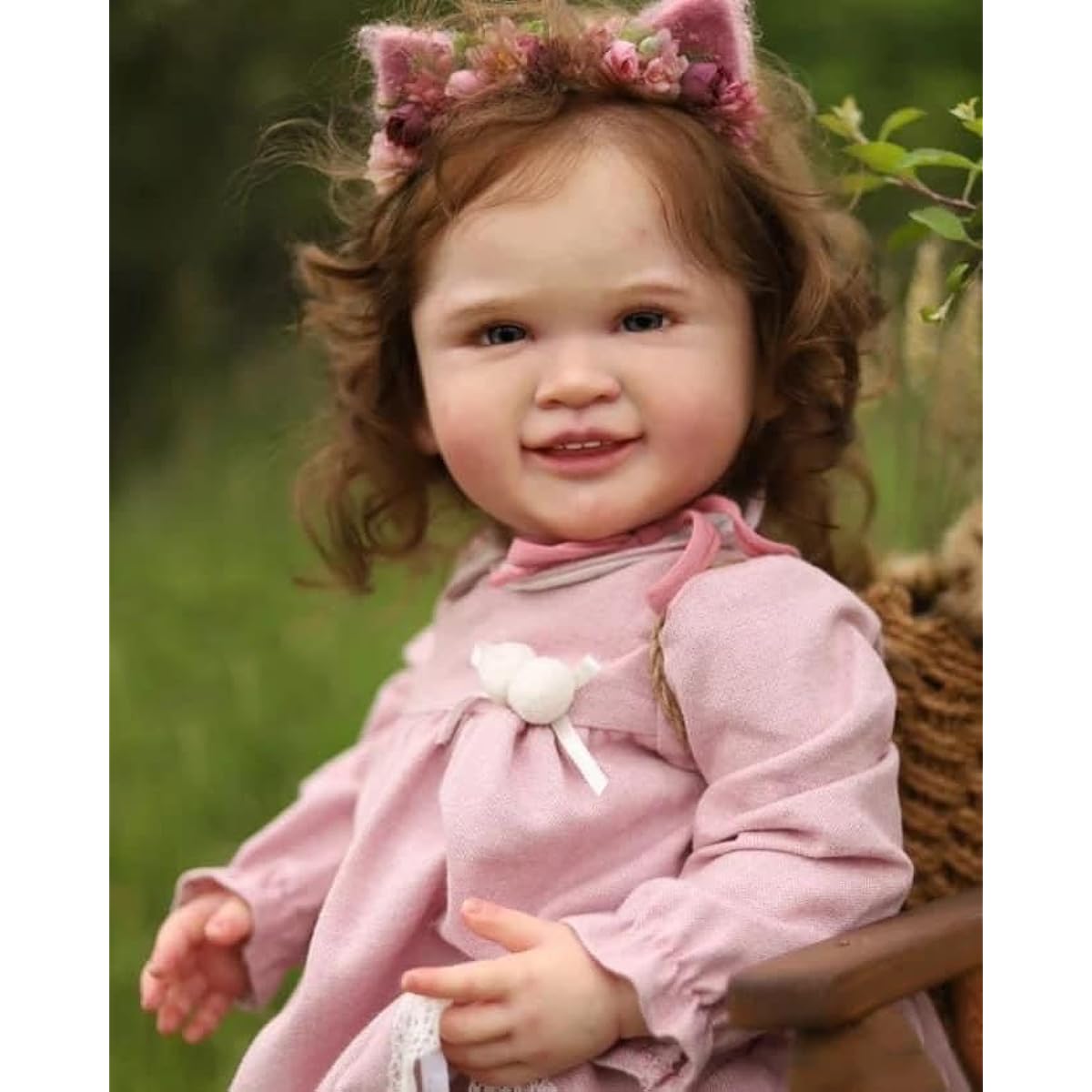 Pinky Reborn Baby Doll 28" 70cm Silicone Vinyl Girls Reborn Toddler Baby Doll with Rooted Hair Realistic Lifelike Newborn Doll Gift for Ages 3+