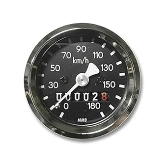 MMB Made in Germany Diameter 48mm Mechanical Speedometer Ratio 1:1 Meter Cable Mounting Thread Diameter 12mm 1968-1979 FL Model 1971-1972 FX Model 1980-1983 FXWG Harley