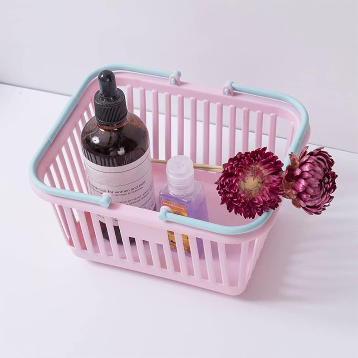 Toddmomy 4pcs Mini Shopping Baskets for Kids Plastic Shopping Baskets with Handles Small Grocery Basket Picnic Basket for Boys Girls Toddlers Pretend Play Toys