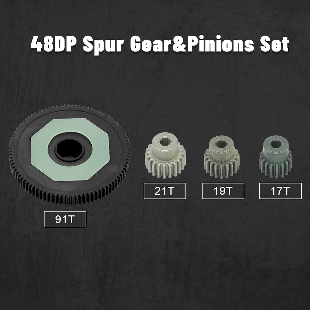 OGRC All Metal Steel 48DP 91T Spur Gear Differential Gear Complete Slipper and 17T 19T 21T Pinion Gear Set for 1/10 Arrma Senton 4X4 550/Typhon 4X4 550/Granite 4X4 550 RC Truck Replacement ARA311030