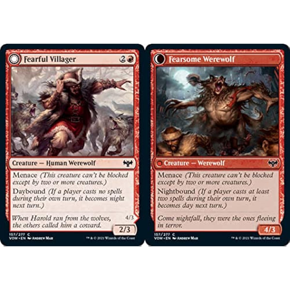 Magic: The Gathering - Dreadful Villager // Dreadful Werewolf (157) - Foil - Innistrad: Crimson Oath