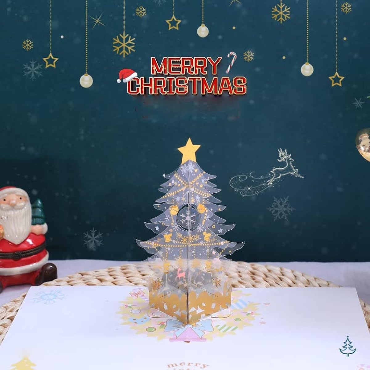 Paper Spiritz "Crystal Christmas Tree" Christmas Pop-up Card, 3D Japanese Style Christmas Card, Christmas Card | 6.1" x 5.1'"…