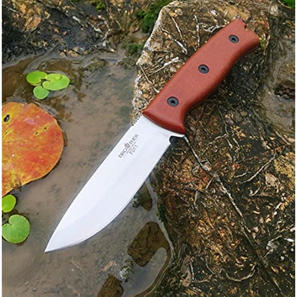 BROTHER -F011 Brown Sheath Knife Brother Knife Scandi Grind Micarta D2 60-61 HRC