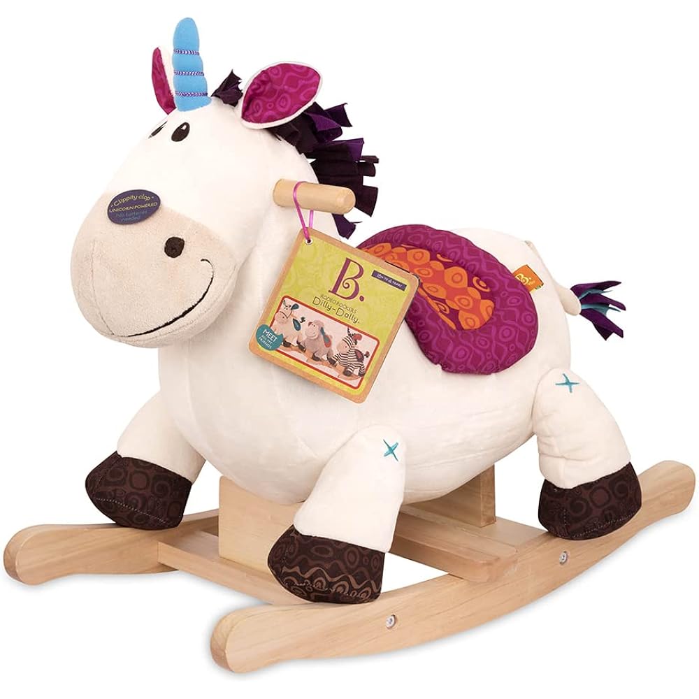 B. toys Rocking Unicorn Unicorn Riding Toy Stuffed Rocking Horse Ages 1 and a Half and Up Genuine Product