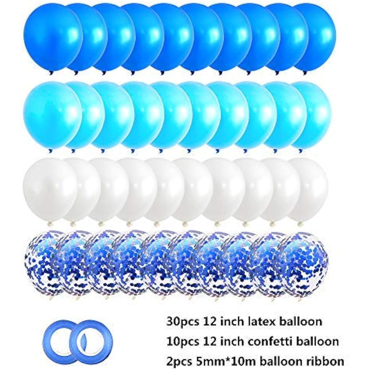 40pcs Blue Gradient Balloons 12inch Confetti Balloons & Latex Balloons for Wedding Baby Shower Birthday Carnival Party Decorations