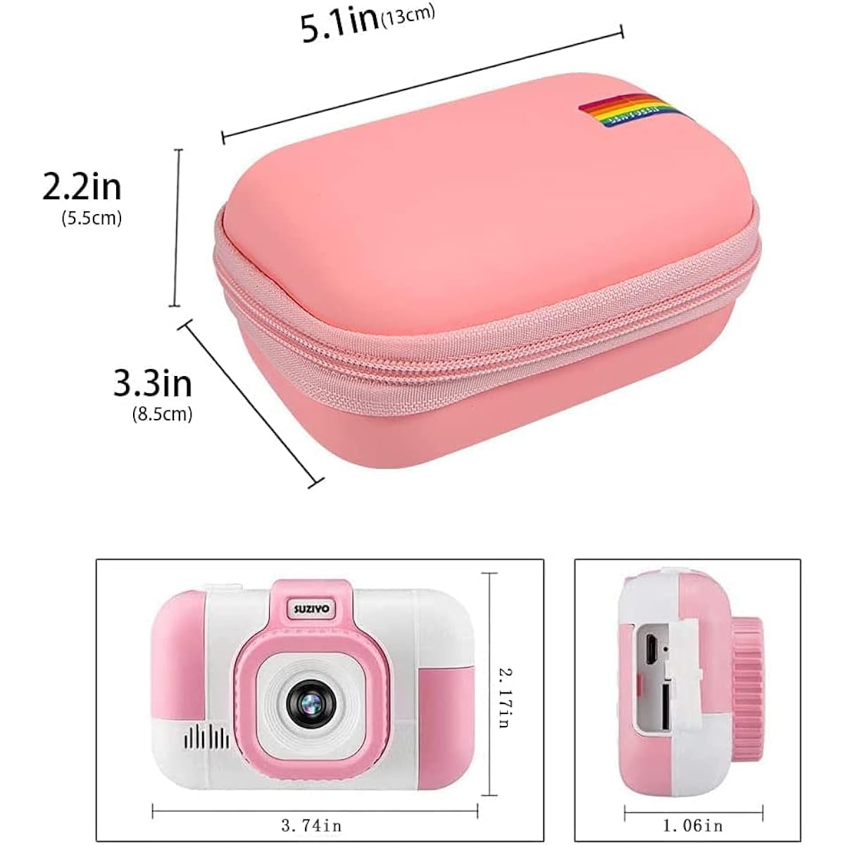 Leayjeen Kids Camera Case for SUZIYO Kids Digital Selfie Camera - Easter Birthday Gift for Girls and Boys Ages 3-9 (Case Only) - Pink