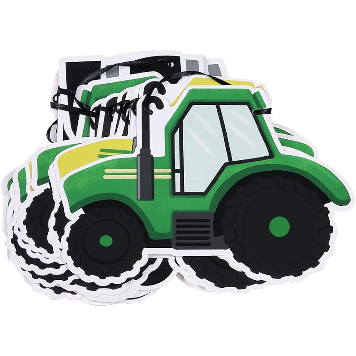 Paper jazz Birthday Party Decorations Hanging Green Black Tractor Shaped Happy Birthday Banner for Boy/Girl Baby Shower Party Supplies
