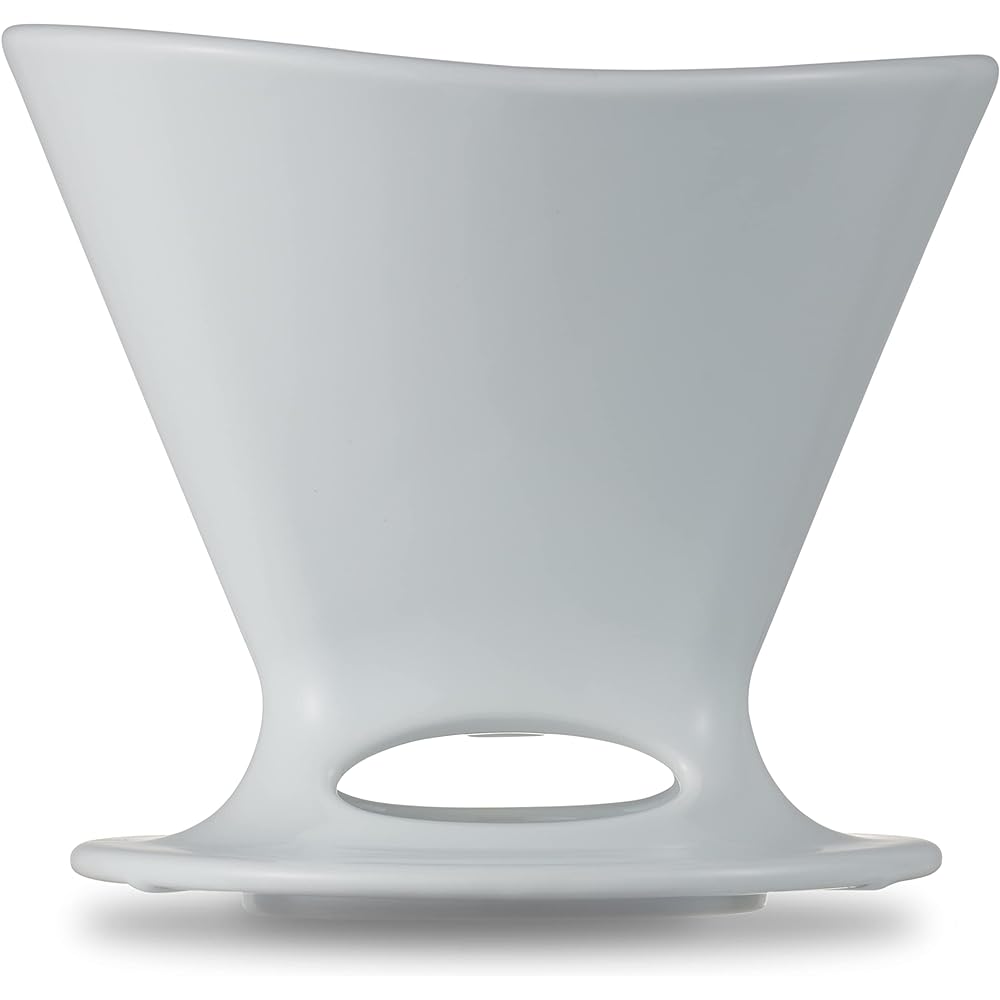 Melitta Coffee Dripper for 2~4 Cups Premium Filter 1x2 with Saucer and Measuring Spoon Made in Japan Hasamiyaki PF-WH 1x2 White