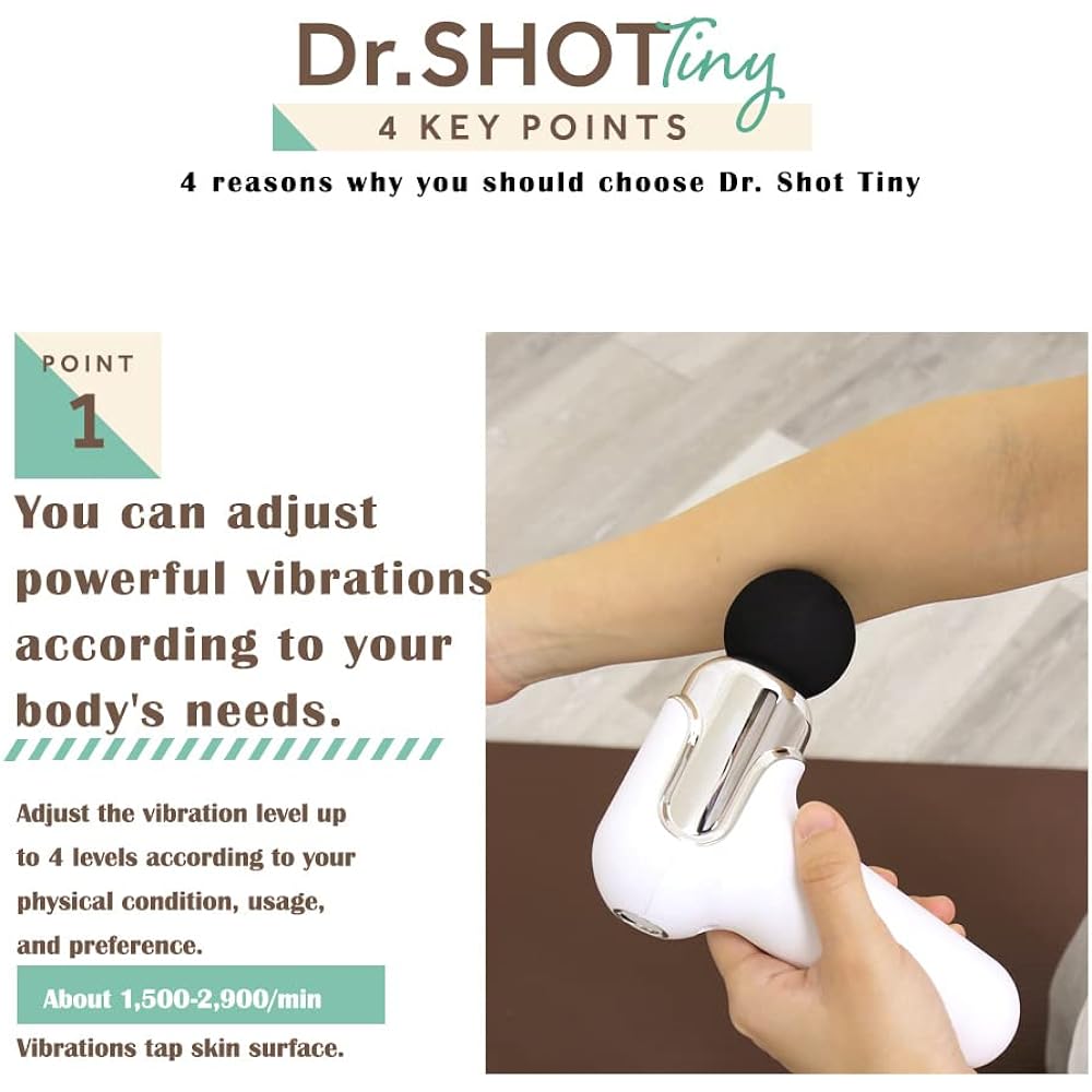 RIORES Dr.SHOT Tiny Whole Body Care Ultra Lightweight 387g Small Compact Pocket Size Powerful Vibration Up to 2900 times/1 minute Rechargeable Portable Doctor Shot Tiny Home Staying at Home Gift TV Shopping (Gold)