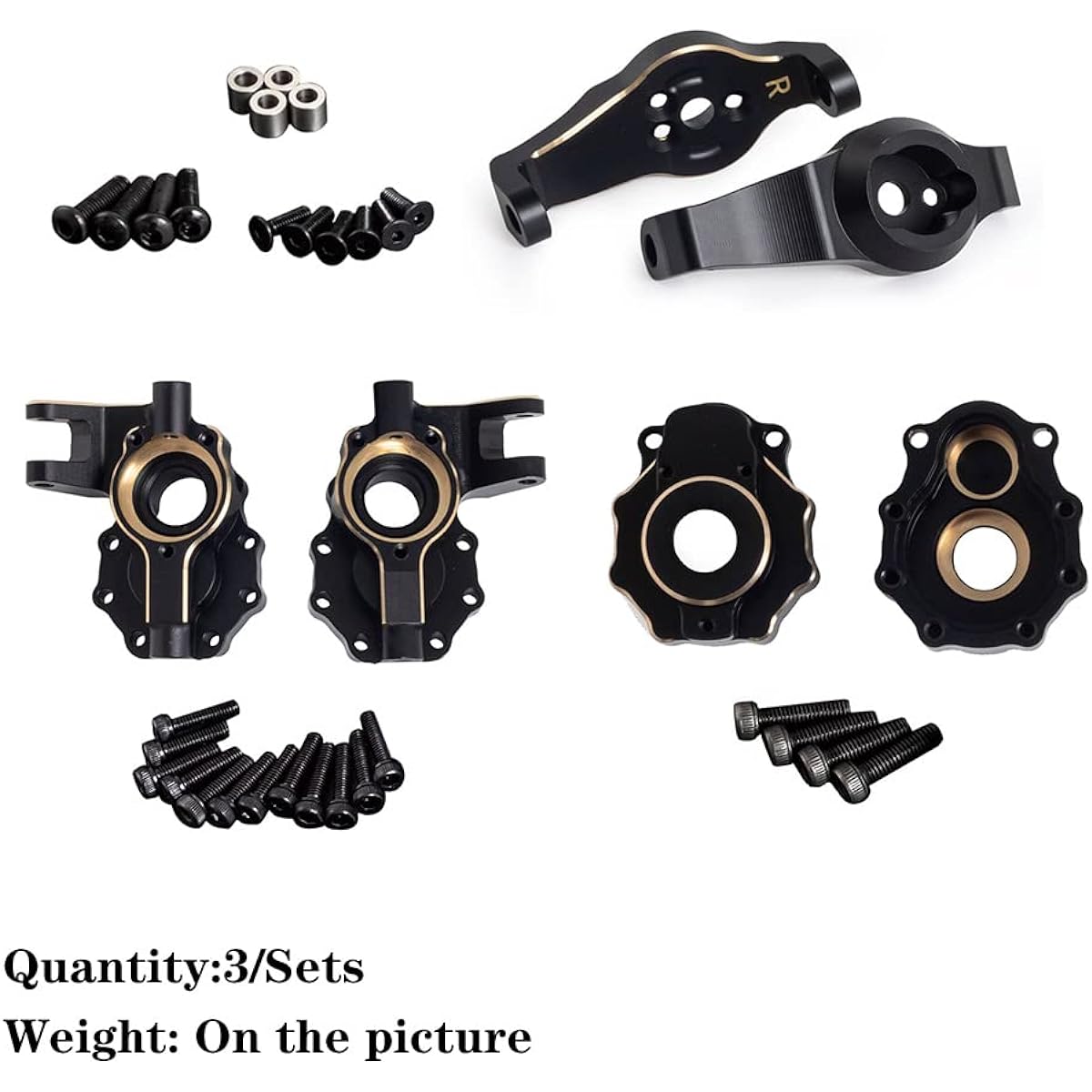 Brass Front Rear Axle C-Hub Outer Cover Rear Axle Cover Steering Cup Inner Cover for Traxxas TRX-6 TRX-4 RC Car (Front Rear Axle Cover + Steering Cup Inner Cover)