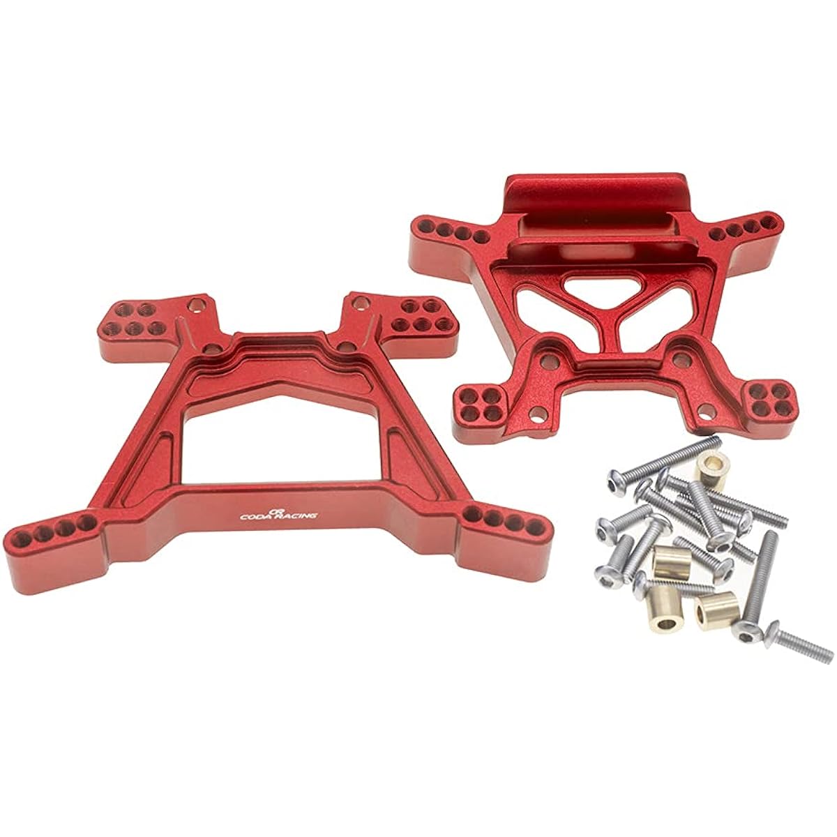 CODA RACING RC Alloy Front & Rear Shock Towers for Traxxas 1/10 4WD Rustler 4X4(VXL), Hoss 4X4(VXL) - Replacement for Parts 6738 6739