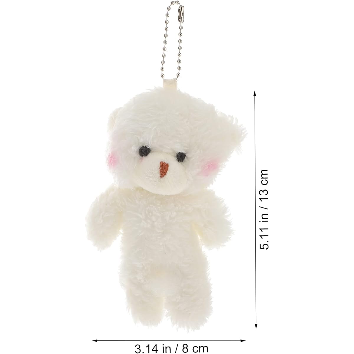 TOYANDONA Mini Stuffed Teddy Bear Toy Stuffed Animal Small Jointed Bear Soft Animal Toy Purse Bag Hanging Pendant Key Chain Birthday Cake Wedding Party Favors White 2pcs