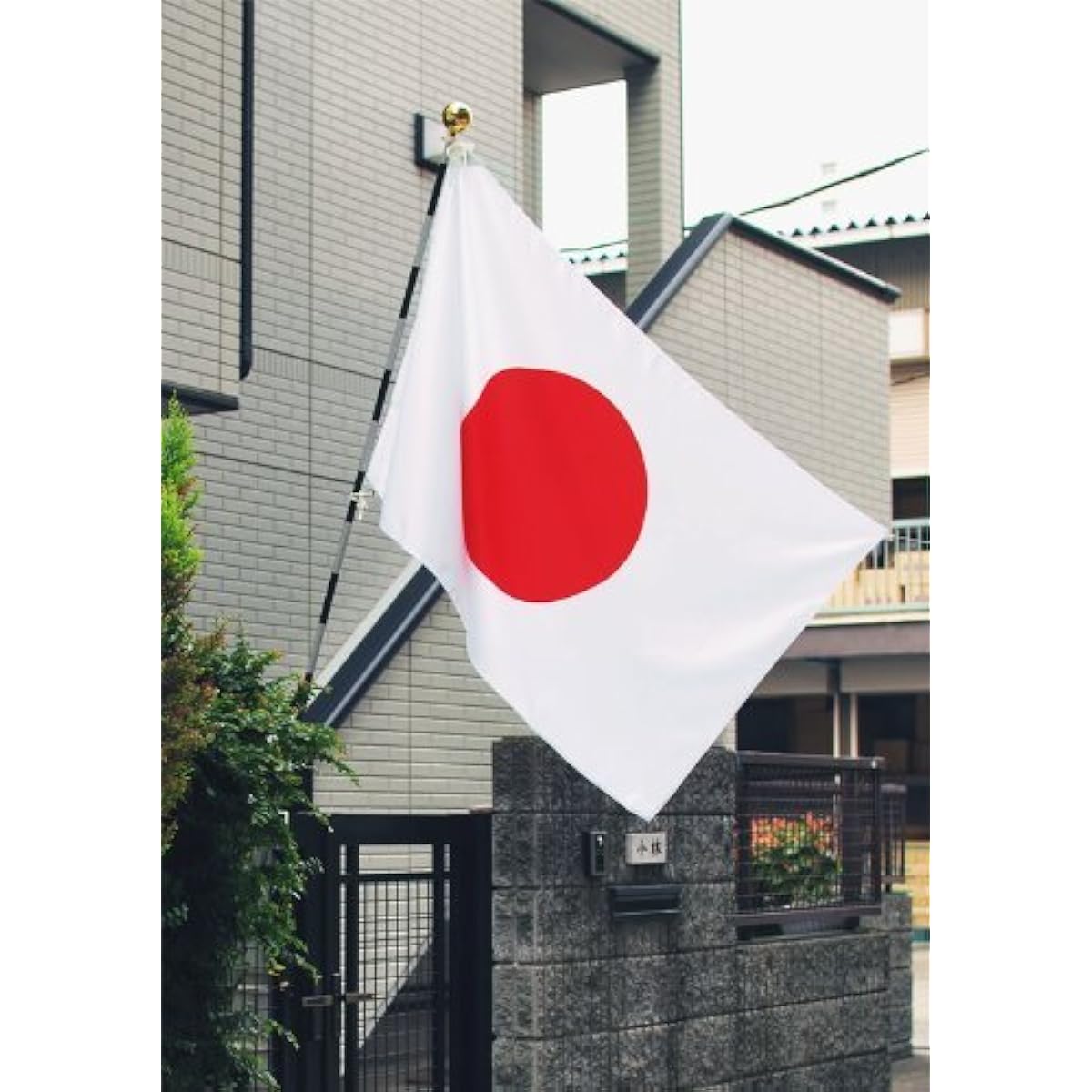 TOSPA Large Hinomaru National Flag C Set Tetron National Flag 90 x 135cm, 3m with 6 tiers assembled pole, Made in Japan, Water-repellent flag