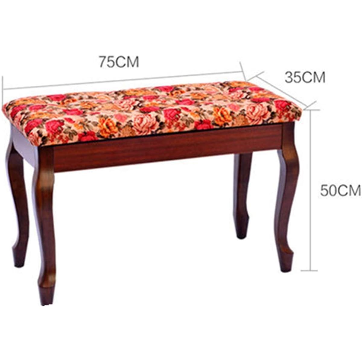 Piano bench Bookshelf classical double piano stool ergonomic piano comfortable seating experience (Color : Brown, Size : 75x35x50cm)