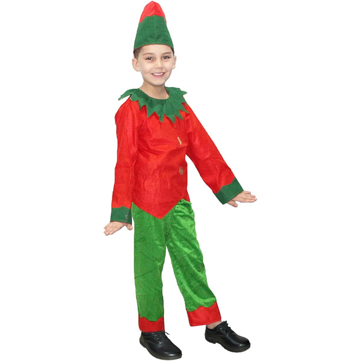 Kaku Fancy Dresses Fairy Tales Elfs Costume -Red & Green, 7-8 Years, for Boys