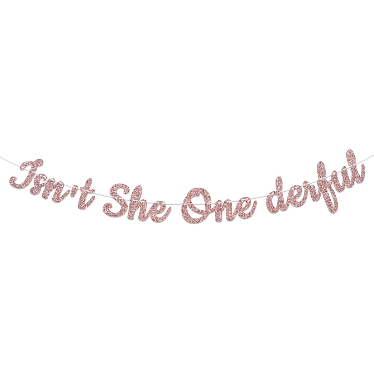 Isn't She Onederful Banner for Girls 1st Birthday Banner Miss Onederful Decorations 1st Birthday Party Decorations Supplies Rose Gold Glitter