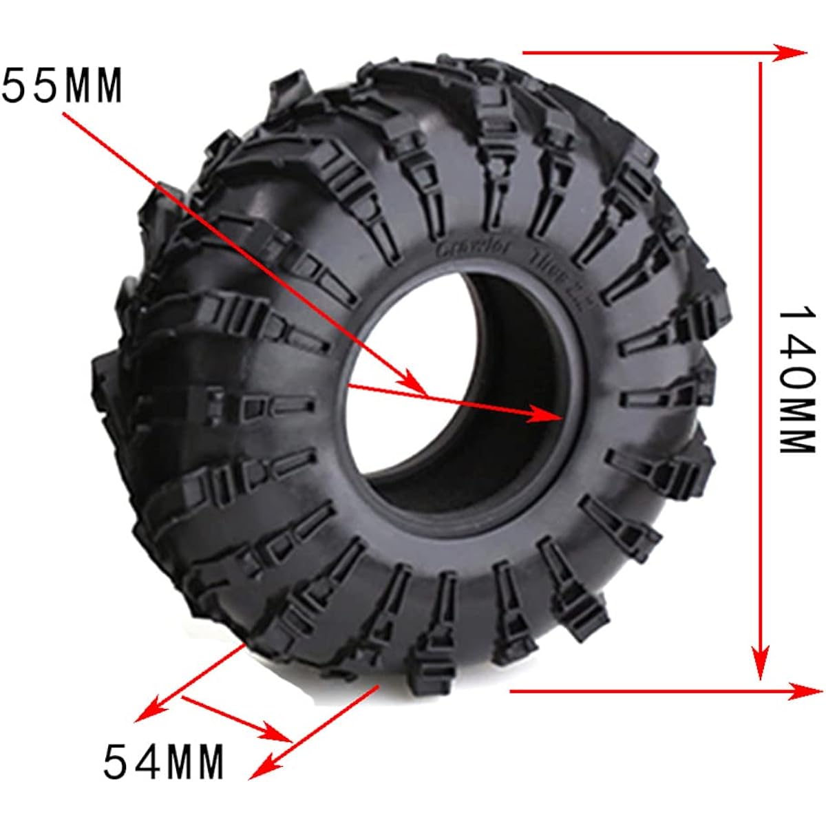 WLYEJEA 4pcs 2.2inch RC Crawler Tires Snow Grappler Tires 144mm Mud Slinger Tires for 1/10 RC Rock Crawler Axial SCX10 90047 D90 TF2 Tamiya CC01 Traxxas TRX4 Wraith D90