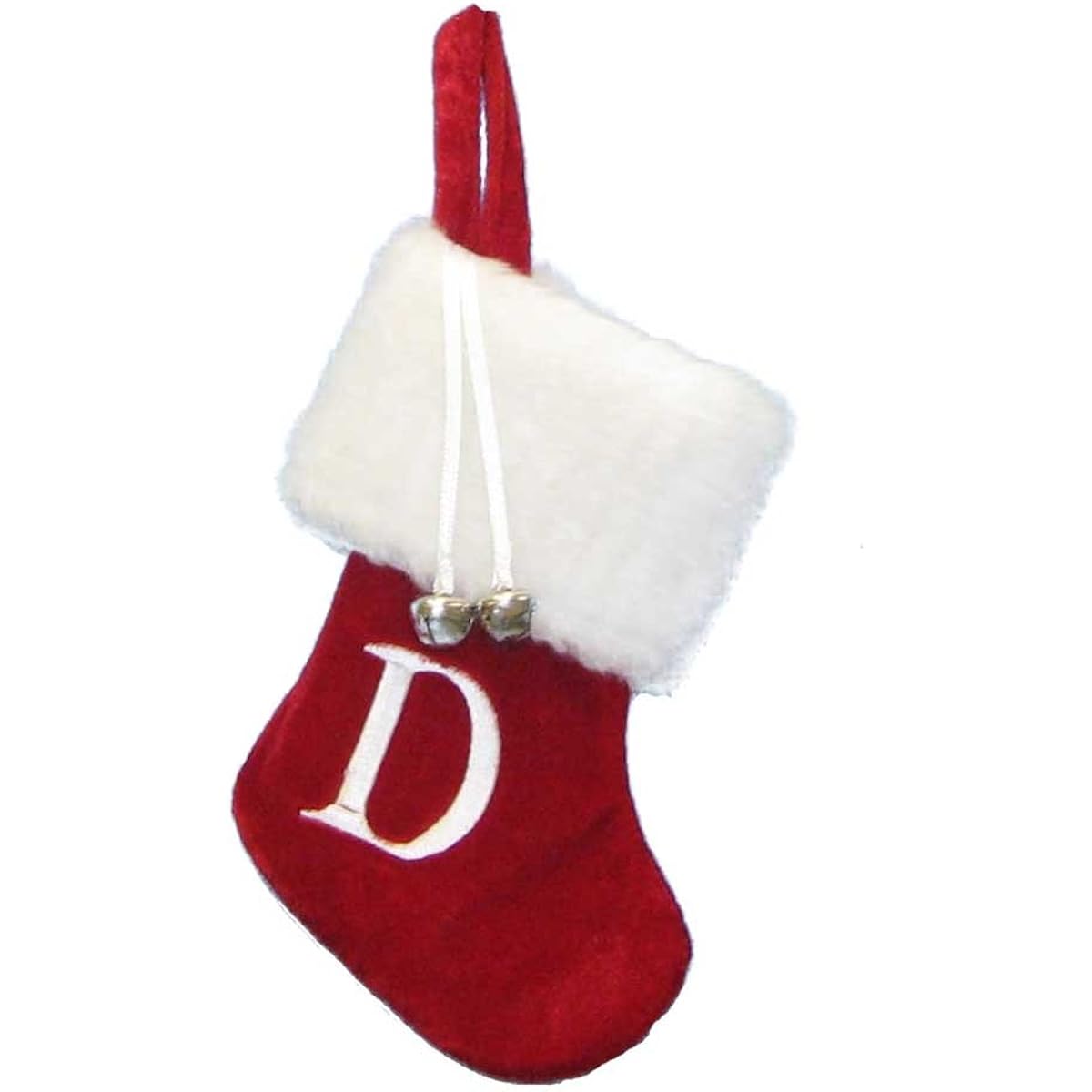 Monogram "D" Miniature Stocking, Red, 7in
