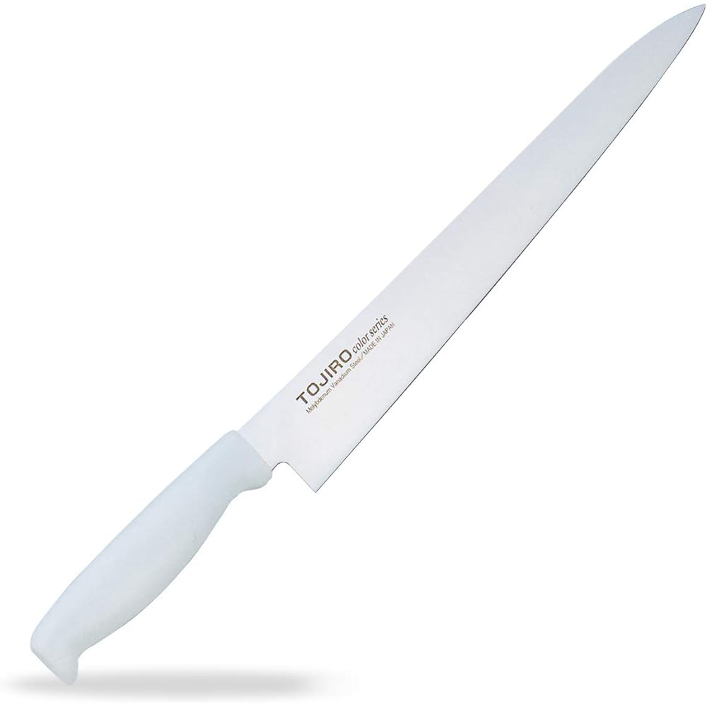 Tojiro Sujihiki 270mm White Made in Japan Molybdenum Vanadium Steel Double Edge Cuts meat chunks along the lines Antibacterial handle HACCP compatible TOJIR Color F-124W
