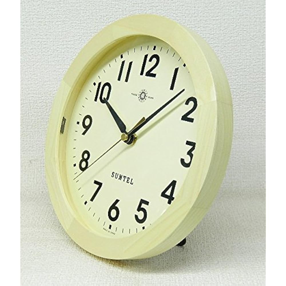 Suntel Wall Clock Natural Diameter 250 x 60mm Simple Radio Controlled Clock Arabic Natural SR02-NA A