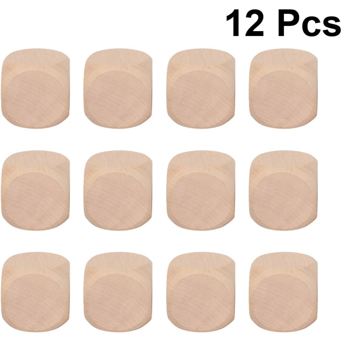 Milisten 12pcs Dice Fashion Chic Stylish Creative Wooden Dice Blank Dice Toy Wooden Cube Craft Blank Dice