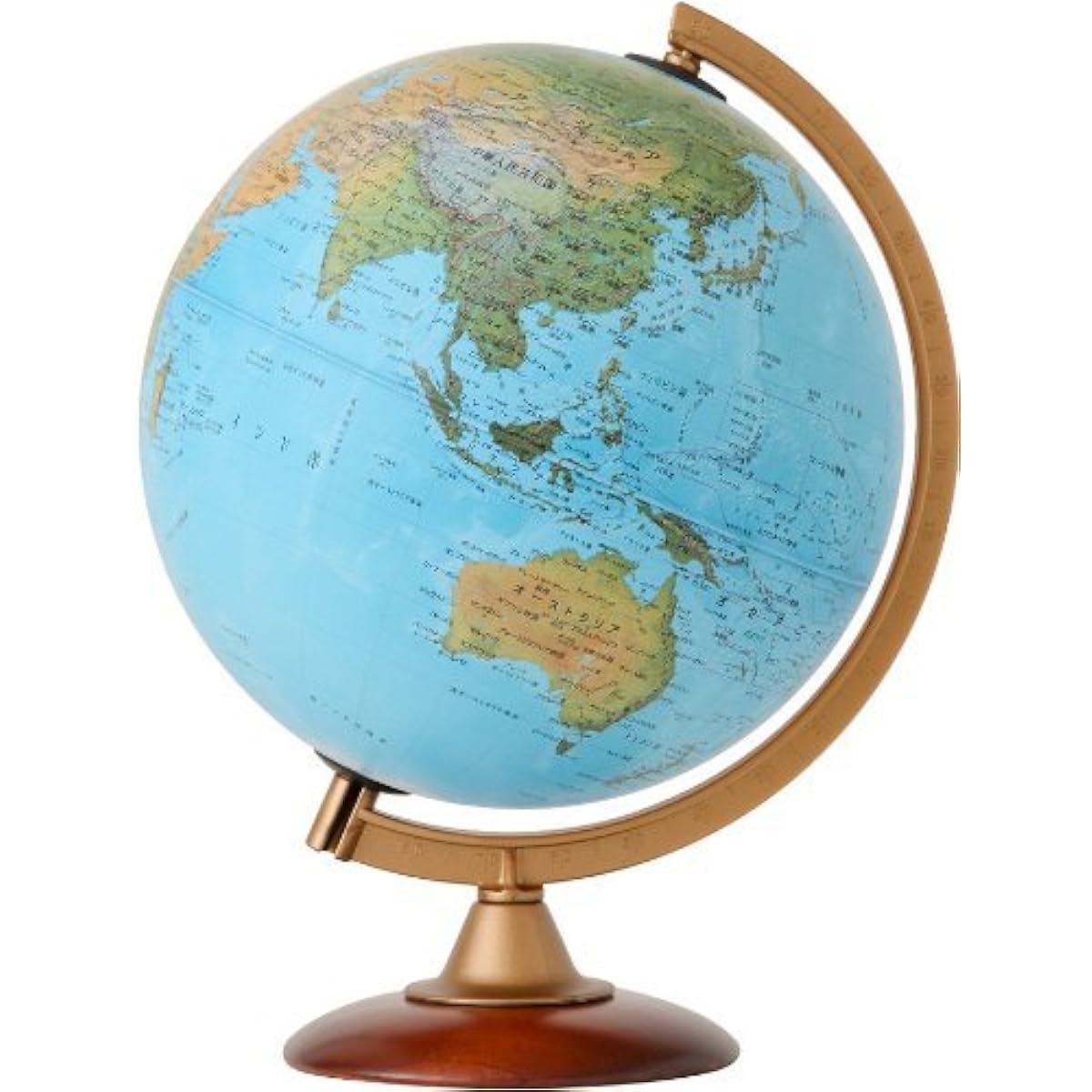 Globe 25cm Topographical Map Wooden Base Japanese Version