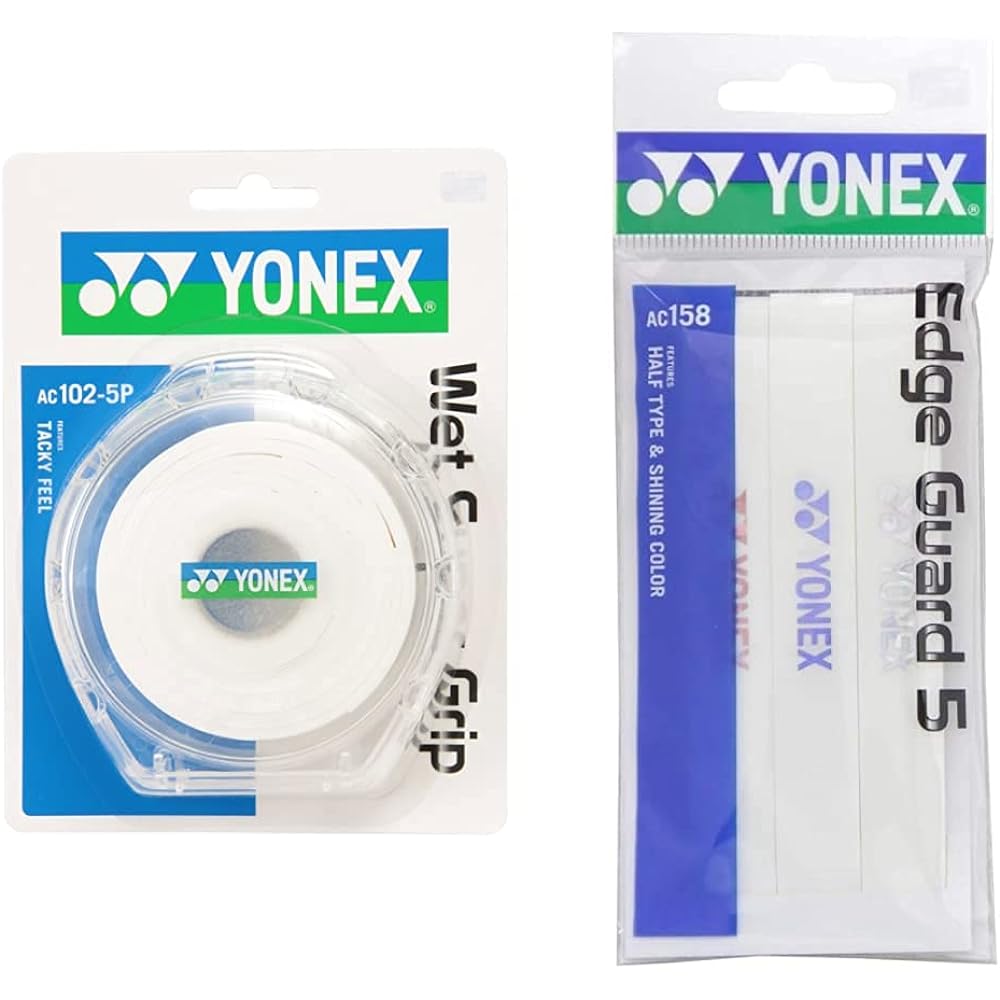 YONEX Tennis Badminton Grip Tape Wet Super Grip with Case (5 Pieces) AC1025P White