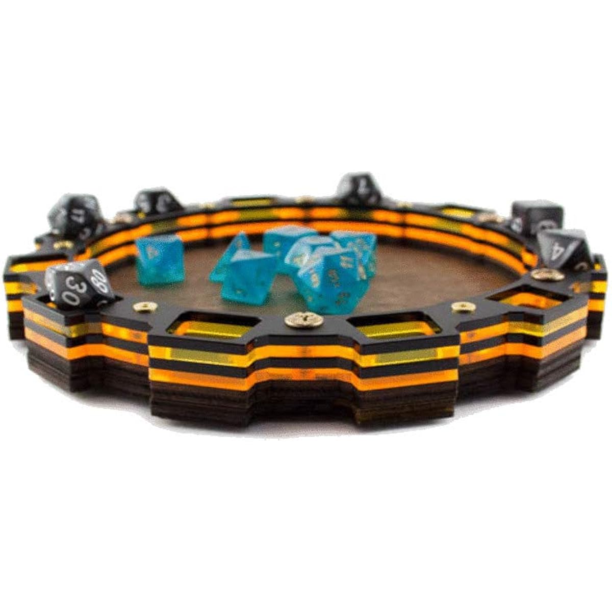 Dice Tray Sprocket Designs in Sunburst Orange for Gaming, Tabletop, RPG ~ c4labs