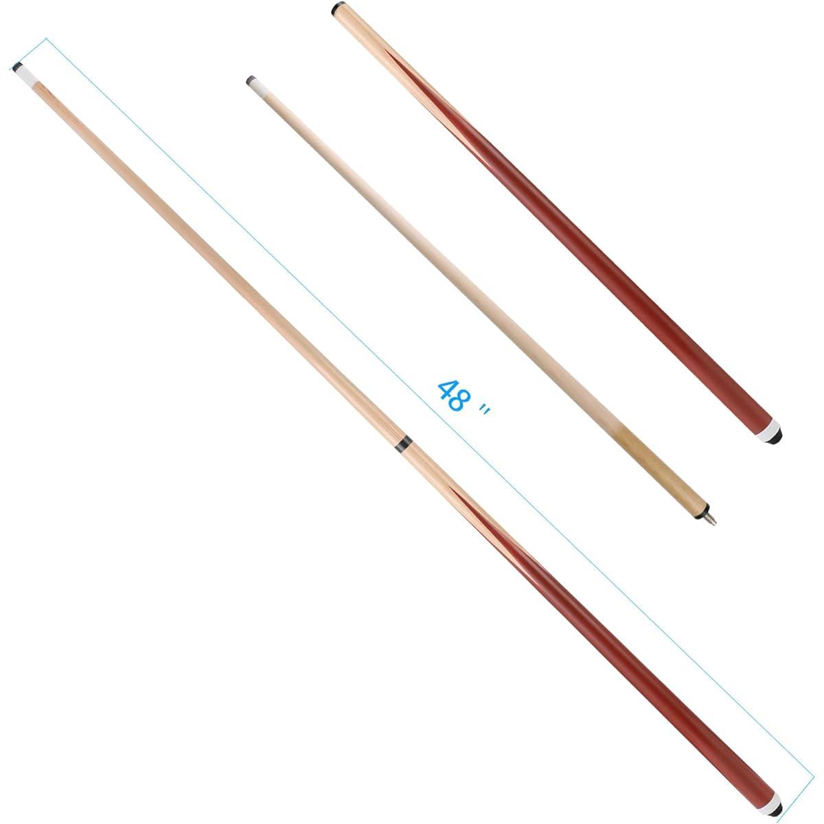 HMQQ 58" 2 Piece Pool Cue Stick/Billiard Stick with 13mm Fiber Leather Tip, Weight 20oz, Set of 2 or Set of 4