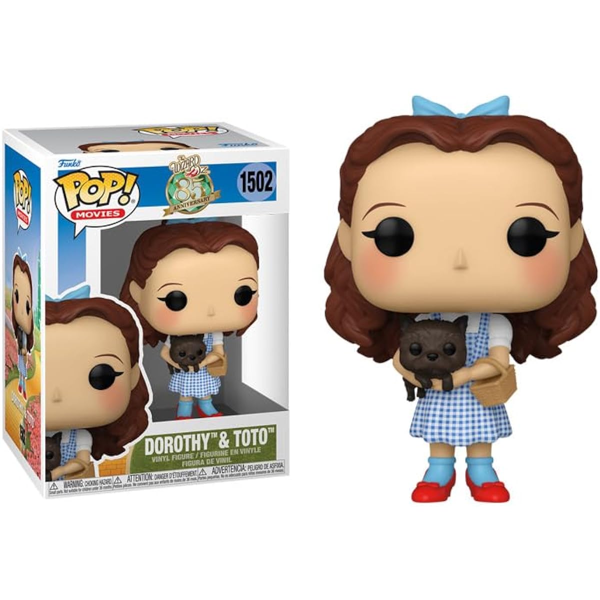 POP Movie: The Wizard of Oz 85th Anniversary - Dorothy & Toto Funko Vinyl Figures (with compatible box protector case), Multicolor, 9.5cm, STL292107