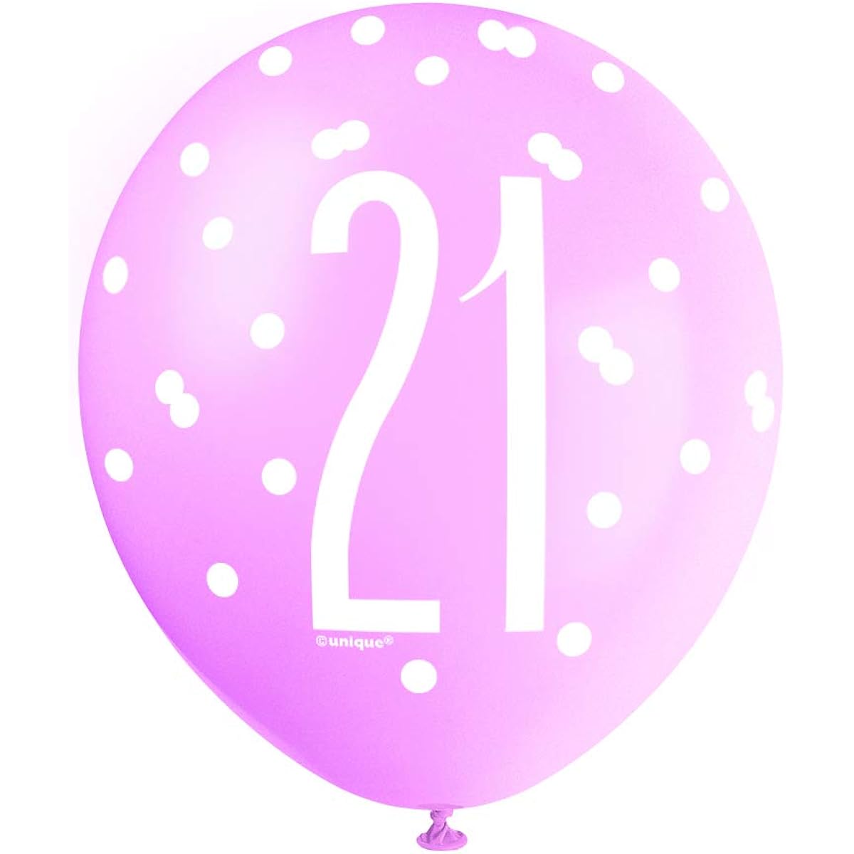 Unique Party 83410 8315-12" Latex Glitz Pink & Silver 21st Birthday Balloons 6 Pack Pink 21st