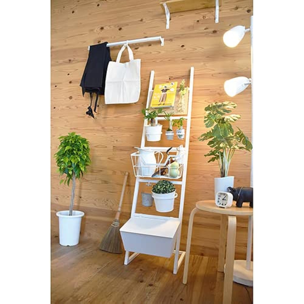 Yawata Neji Ladder Type Storage HANG Base Ladder White 1400mm