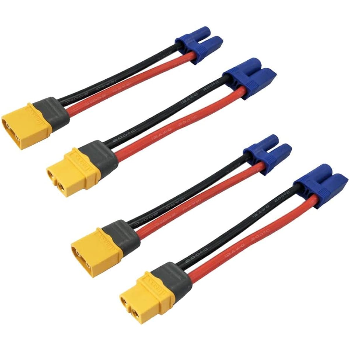 XT60 XT-60 XT60H Male Female Plug Connector EC5 Male Female Plug Connector Adapter Cable with 12AWG Silicone Cord 2 Pairs