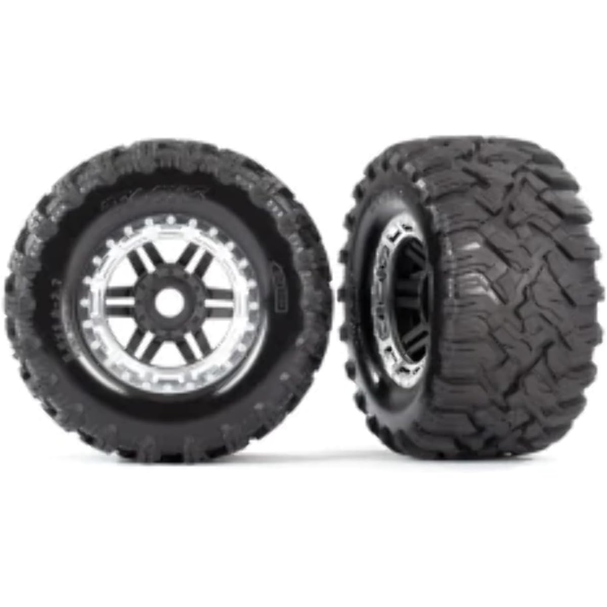 Traxxas 8972X Tire & Wheel Black Satin Chrome Beadlock Style Maxx Mount Tire