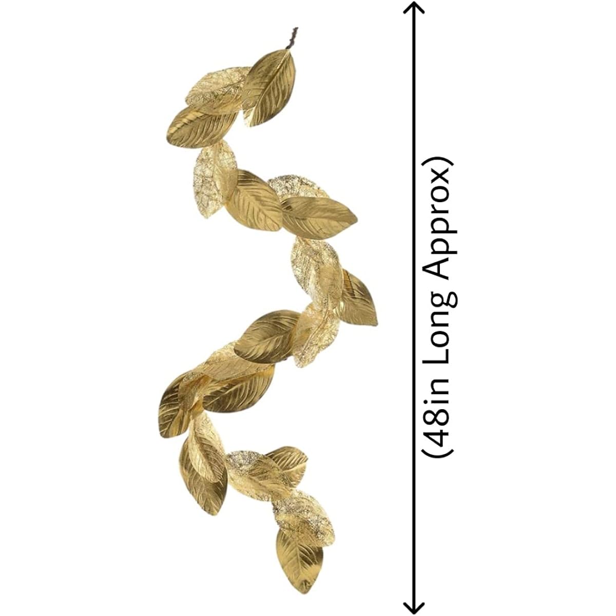 Serene Spaces Living Gold Magnolia Leaf Garland Ornament Holiday Decoration 48" Length