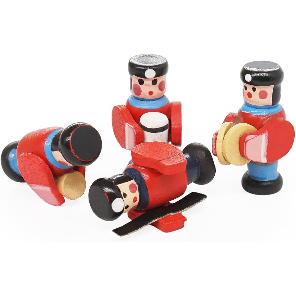 Odoria 1:12 Miniature 4PCS Wooden Soldier Marching Band Dollhouse Decoration Accessories