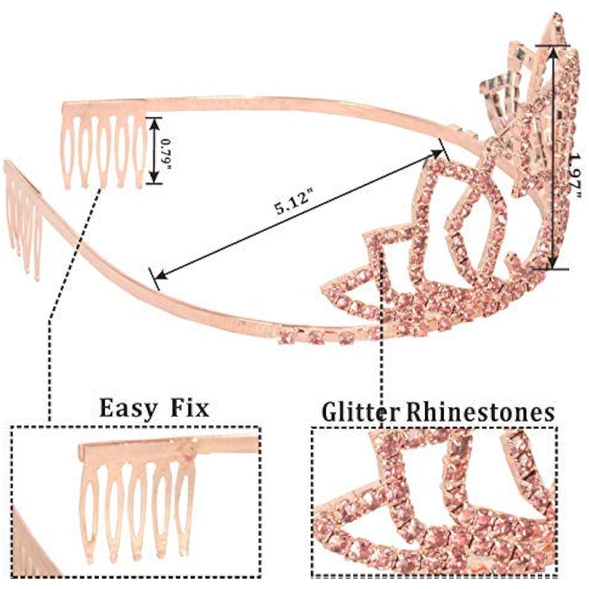 50th Birthday Sash and Tiara for Women - Stunning Glitter Sash + Blooming Rhinestones Rose Gold Premium Metal Tiara for Women 50th Birthday Gifts for 50th Party