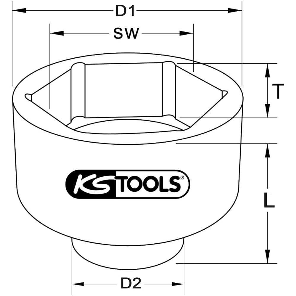 KS TOOLS 1" Hexagonal socket short 90mm 911.1086